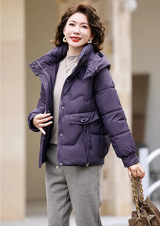 Relaxed-fit Waterproof Zip-up Women's Puffer Jacket with Flap Pockets