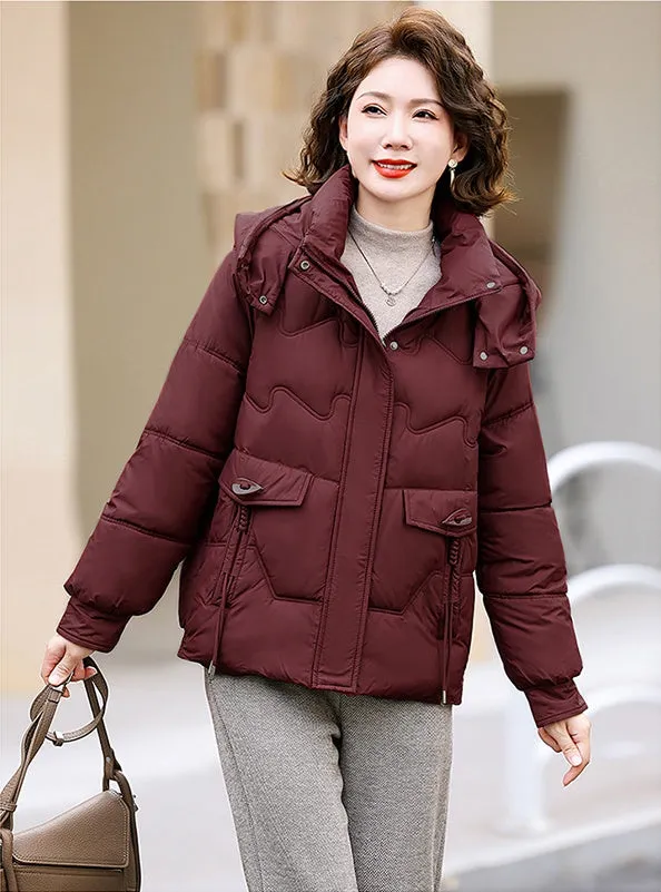 Relaxed-fit Waterproof Zip-up Women's Puffer Jacket with Flap Pockets