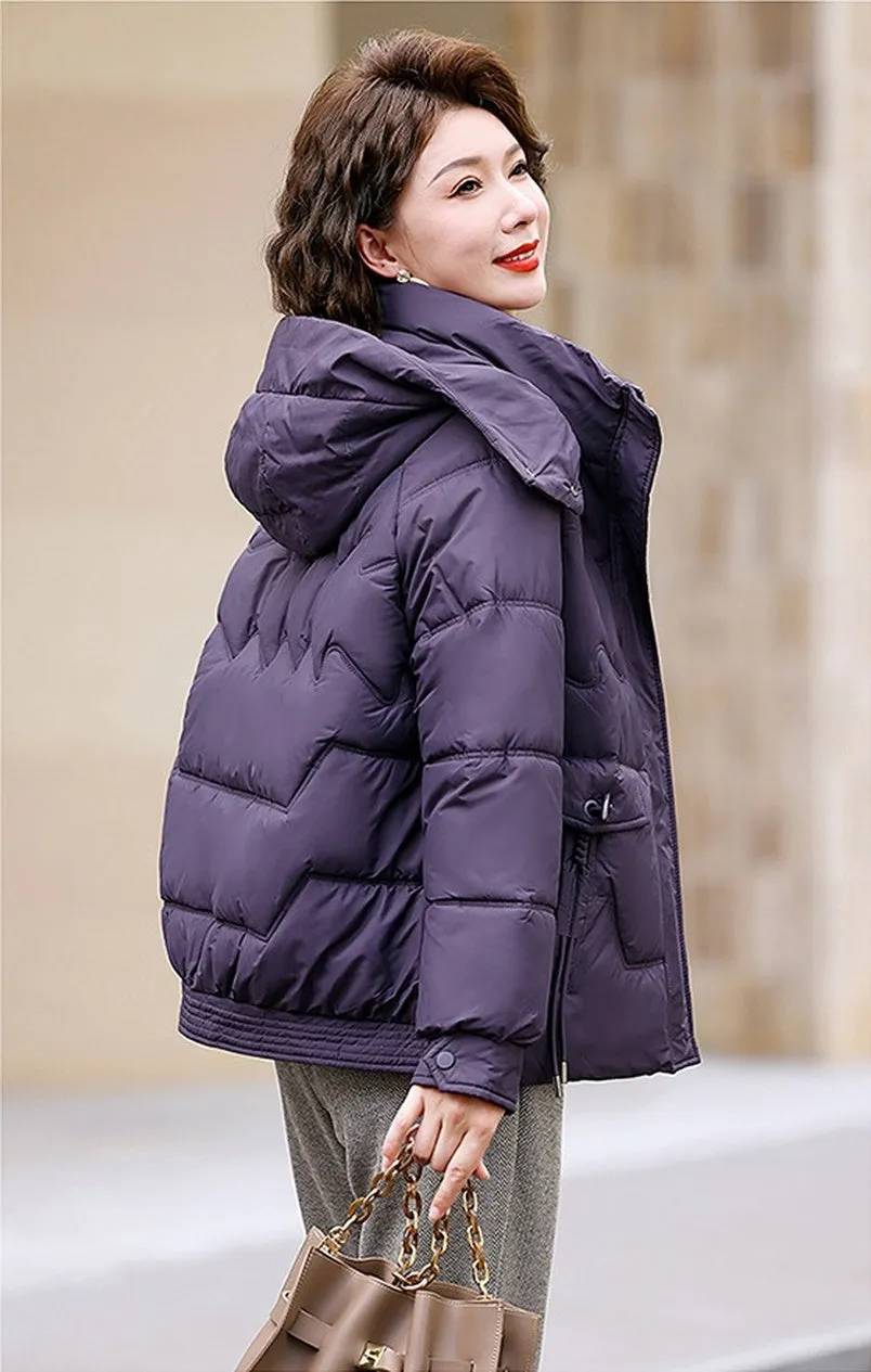 Relaxed-fit Waterproof Zip-up Women's Puffer Jacket with Flap Pockets