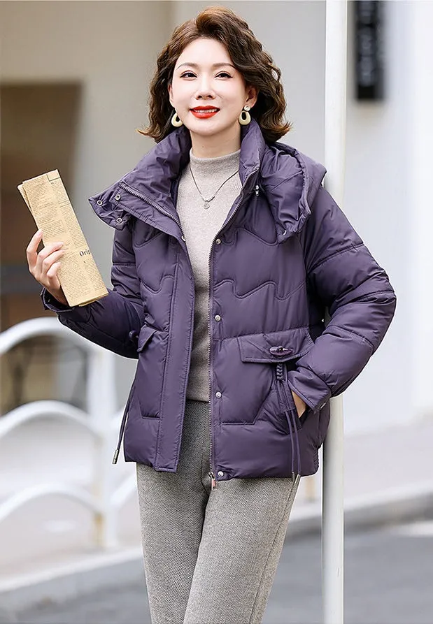 Relaxed-fit Waterproof Zip-up Women's Puffer Jacket with Flap Pockets
