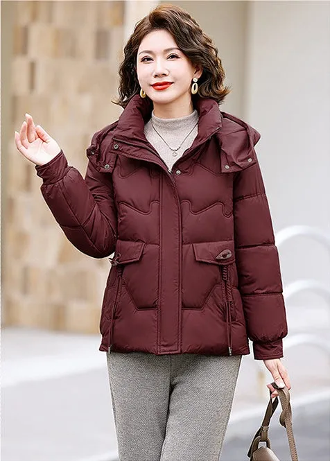 Relaxed-fit Waterproof Zip-up Women's Puffer Jacket with Flap Pockets