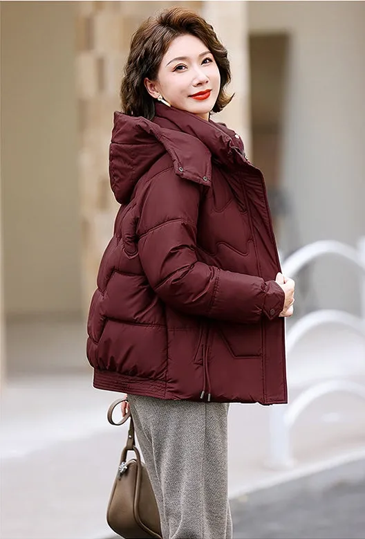 Relaxed-fit Waterproof Zip-up Women's Puffer Jacket with Flap Pockets