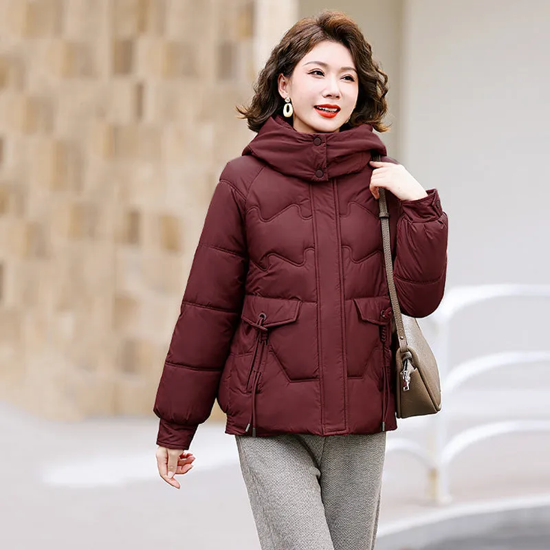 Relaxed-fit Waterproof Zip-up Women's Puffer Jacket with Flap Pockets