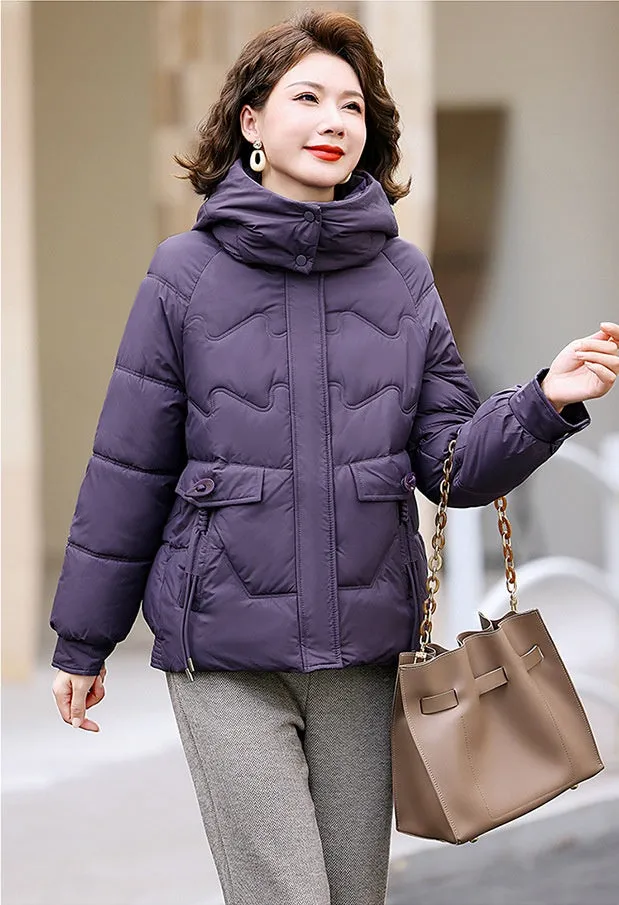 Relaxed-fit Waterproof Zip-up Women's Puffer Jacket with Flap Pockets