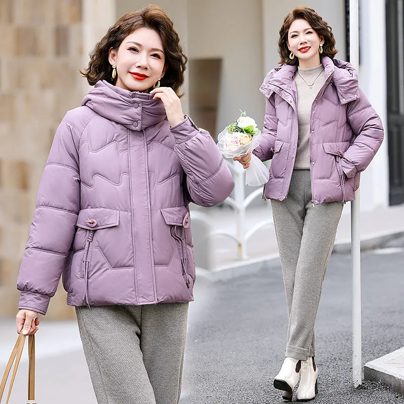 Relaxed-fit Waterproof Zip-up Women's Puffer Jacket with Flap Pockets