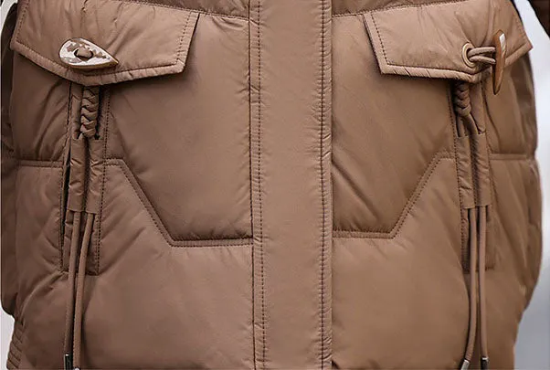 Relaxed-fit Waterproof Zip-up Women's Puffer Jacket with Flap Pockets
