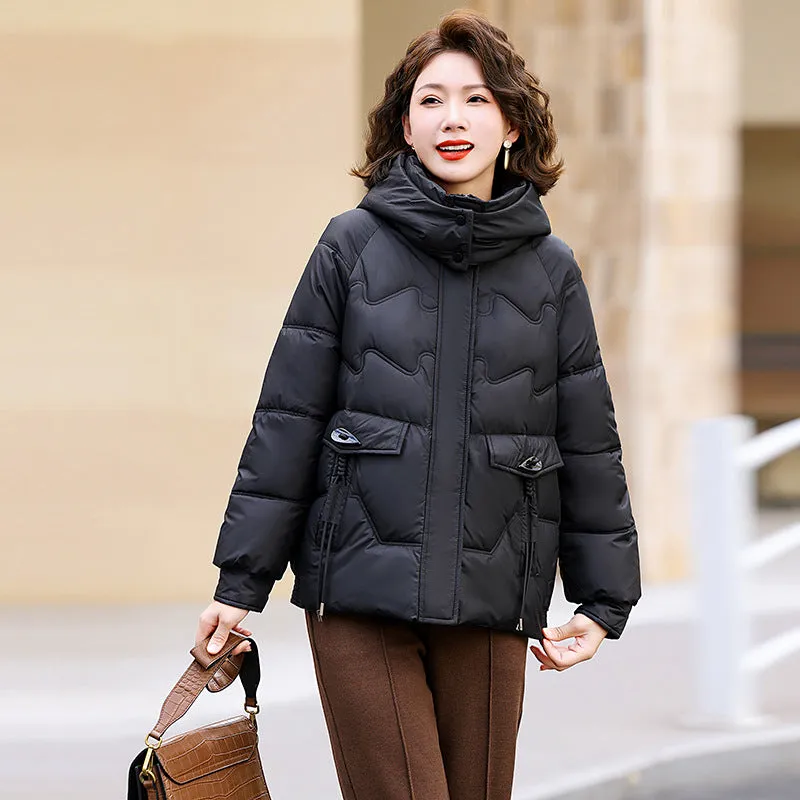 Relaxed-fit Waterproof Zip-up Women's Puffer Jacket with Flap Pockets