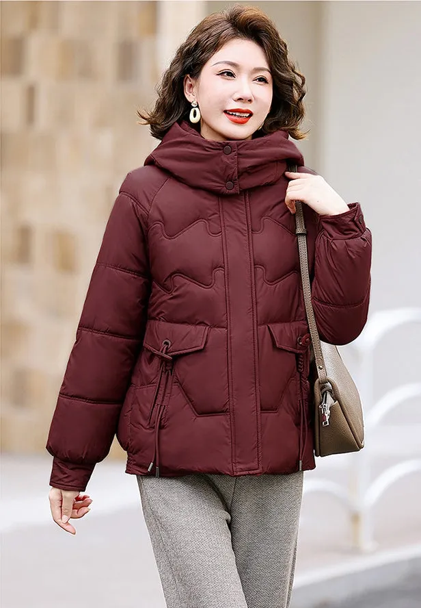 Relaxed-fit Waterproof Zip-up Women's Puffer Jacket with Flap Pockets