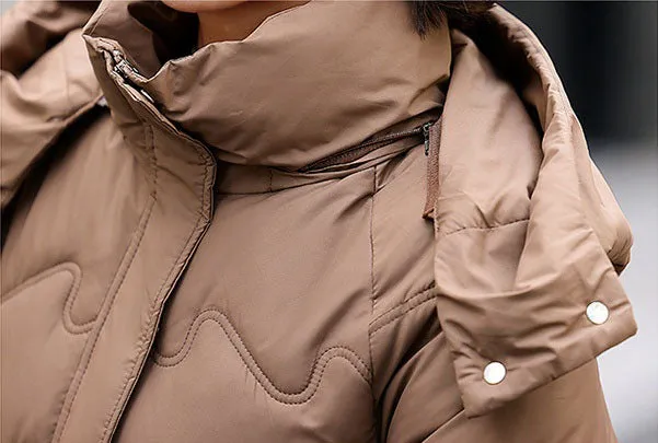 Relaxed-fit Waterproof Zip-up Women's Puffer Jacket with Flap Pockets