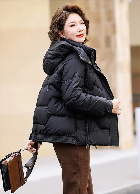 Relaxed-fit Waterproof Zip-up Women's Puffer Jacket with Flap Pockets