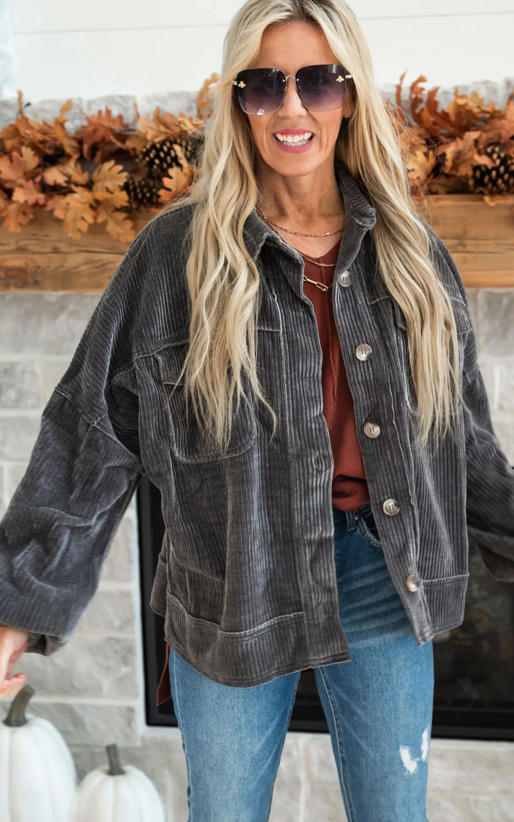 Relaxed Woven Corduroy Jacket - Final Sale