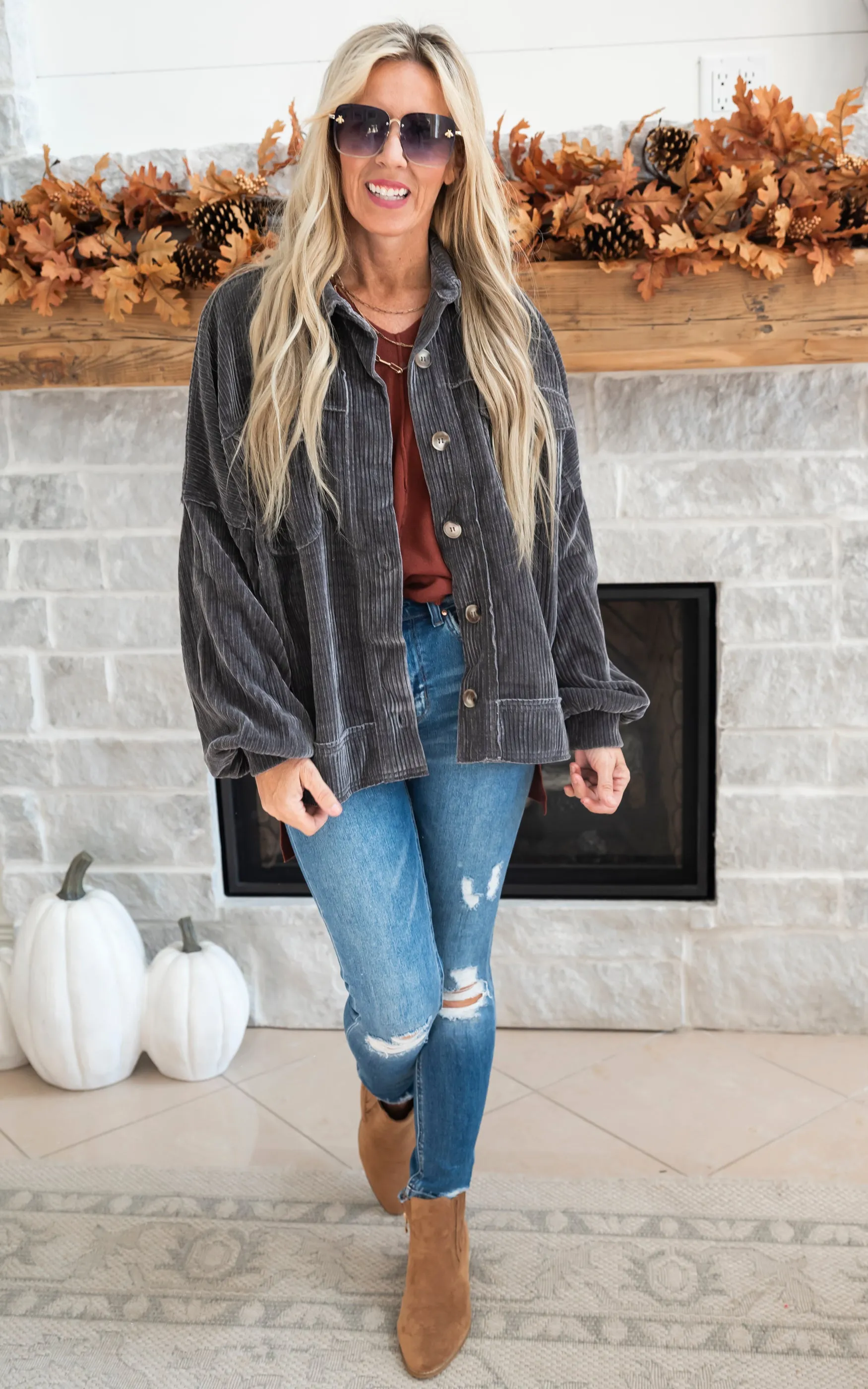 Relaxed Woven Corduroy Jacket - Final Sale