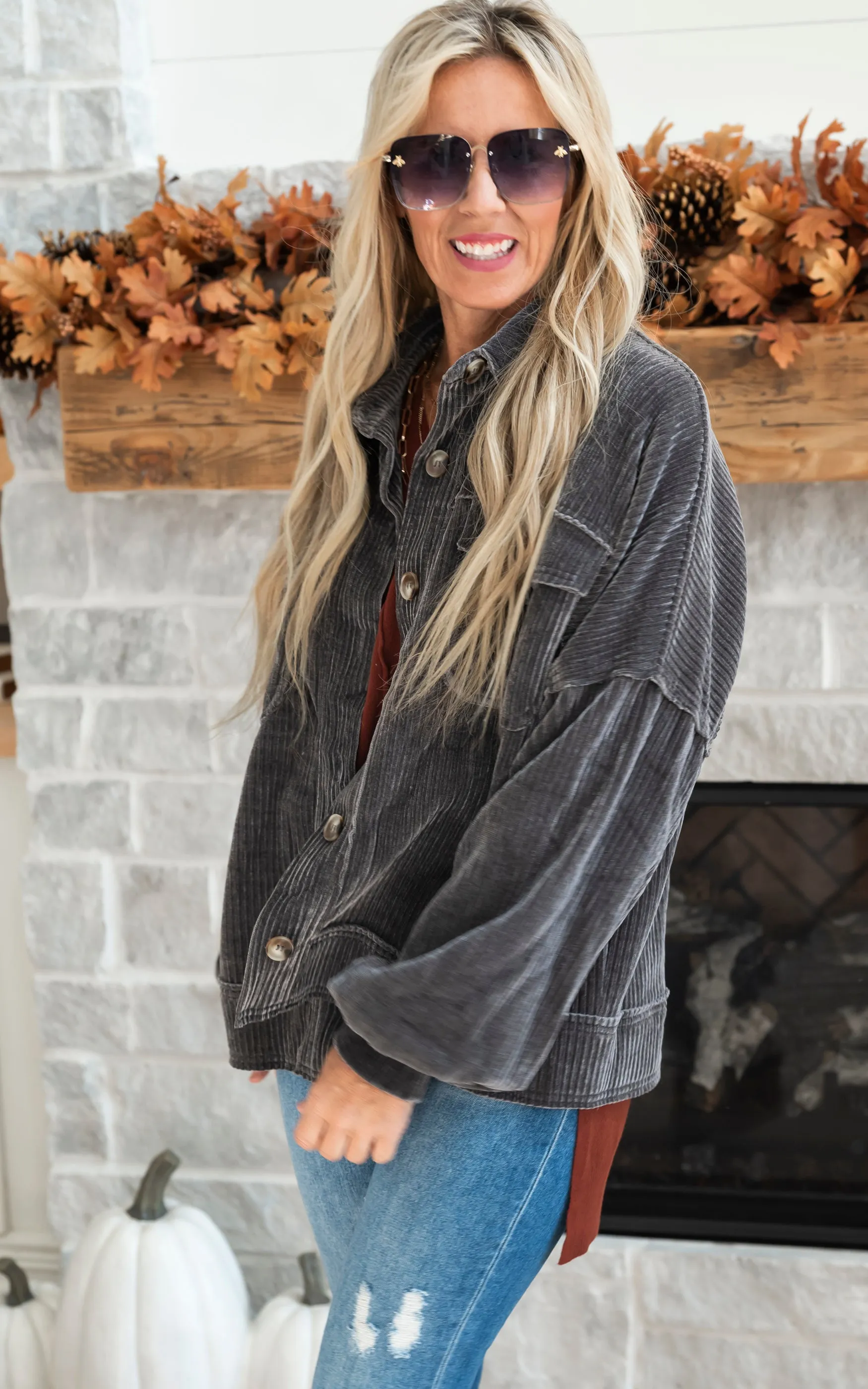 Relaxed Woven Corduroy Jacket - Final Sale