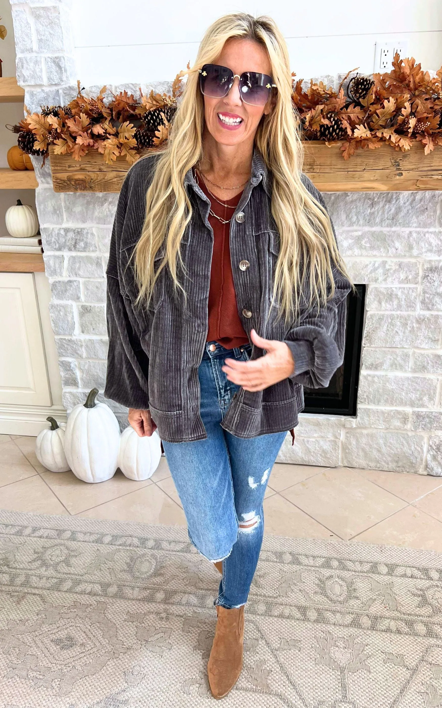 Relaxed Woven Corduroy Jacket - Final Sale