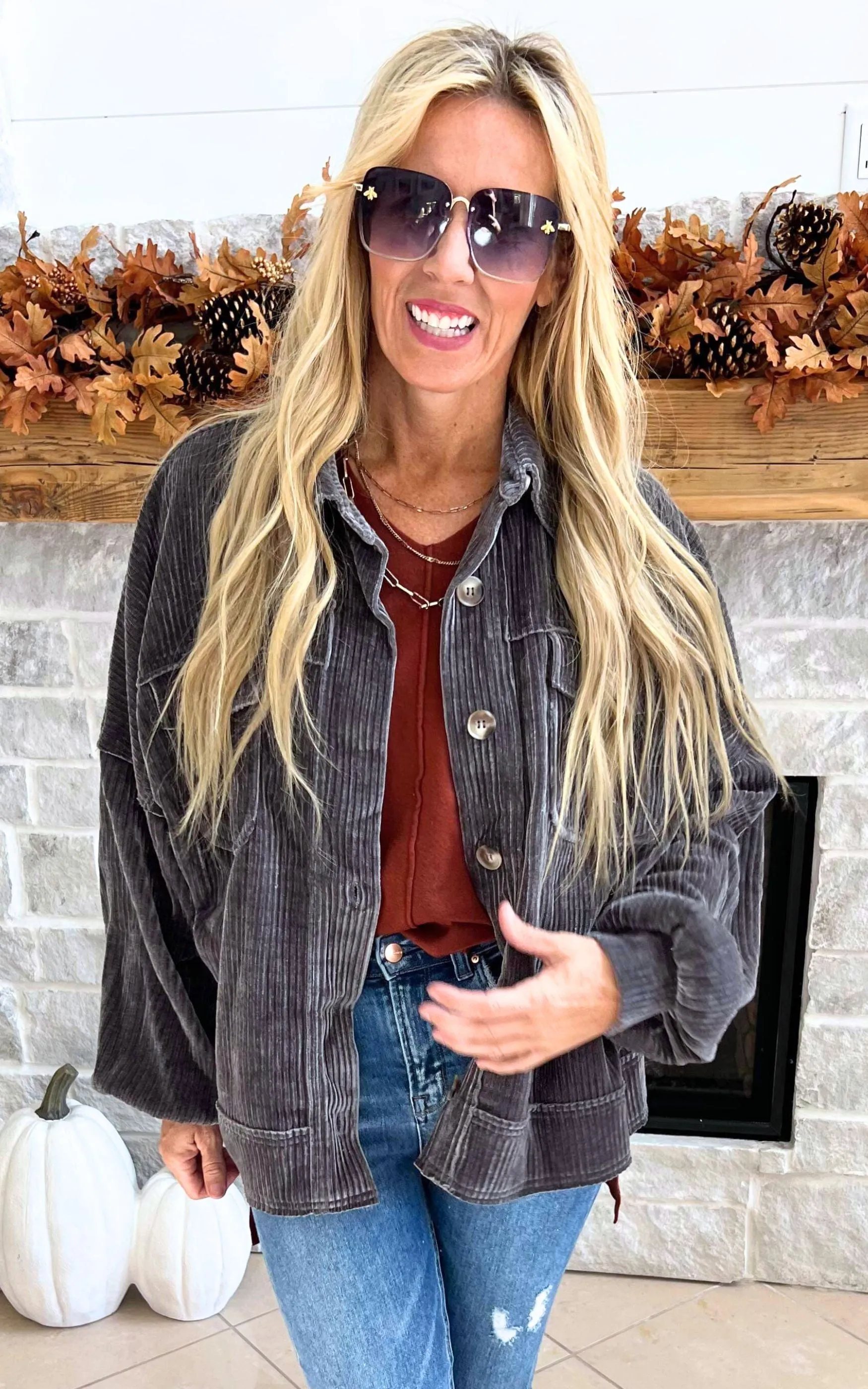 Relaxed Woven Corduroy Jacket - Final Sale