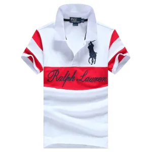 RL Custom Fitted Cross Match White Red Polo Shirt