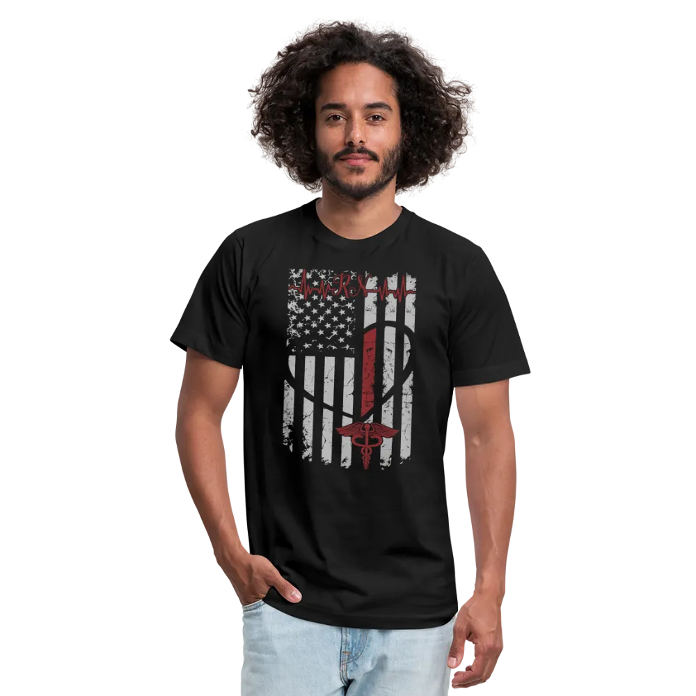 RN Nurse Flag Unisex Jersey T-Shirt by Bella   Canvas