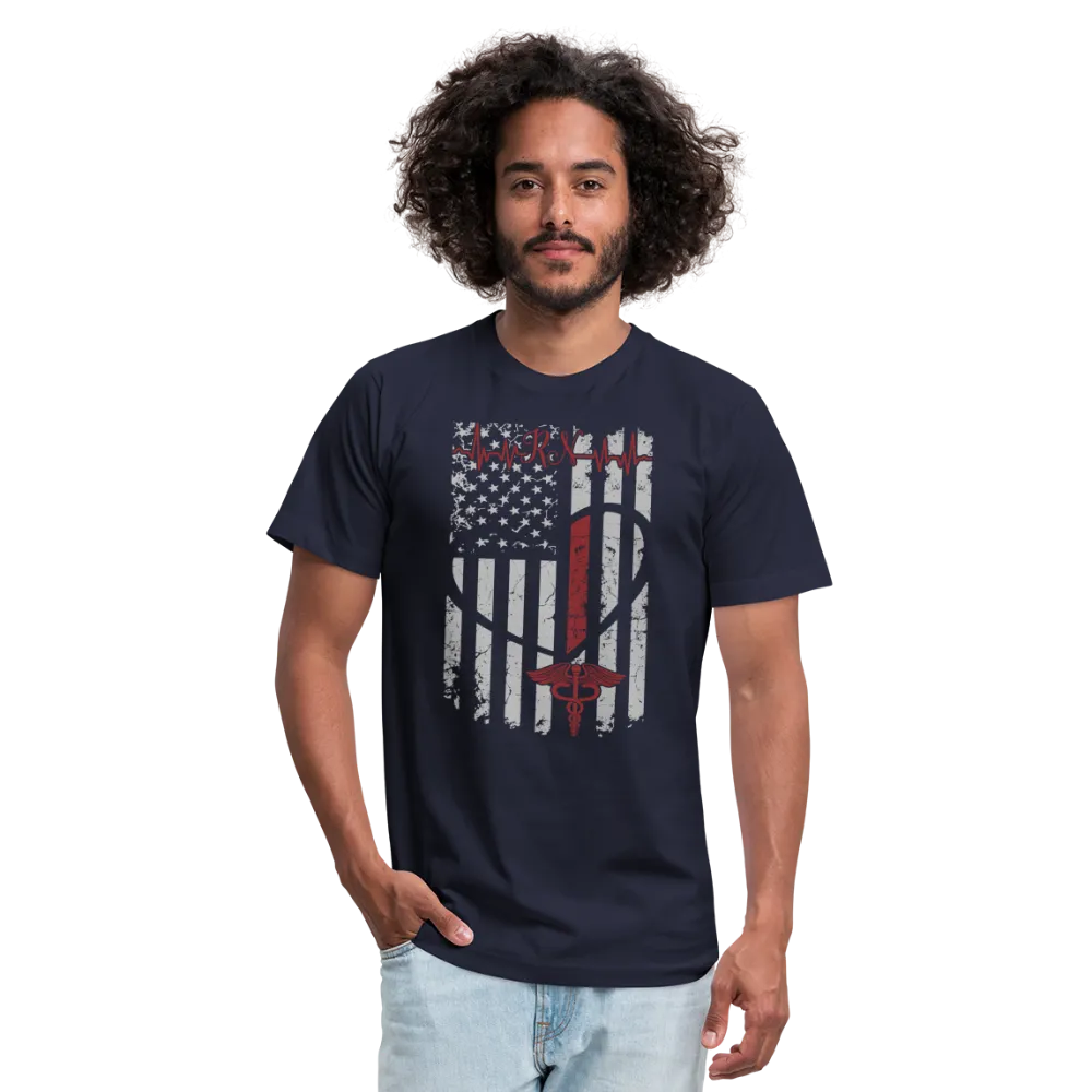 RN Nurse Flag Unisex Jersey T-Shirt by Bella   Canvas