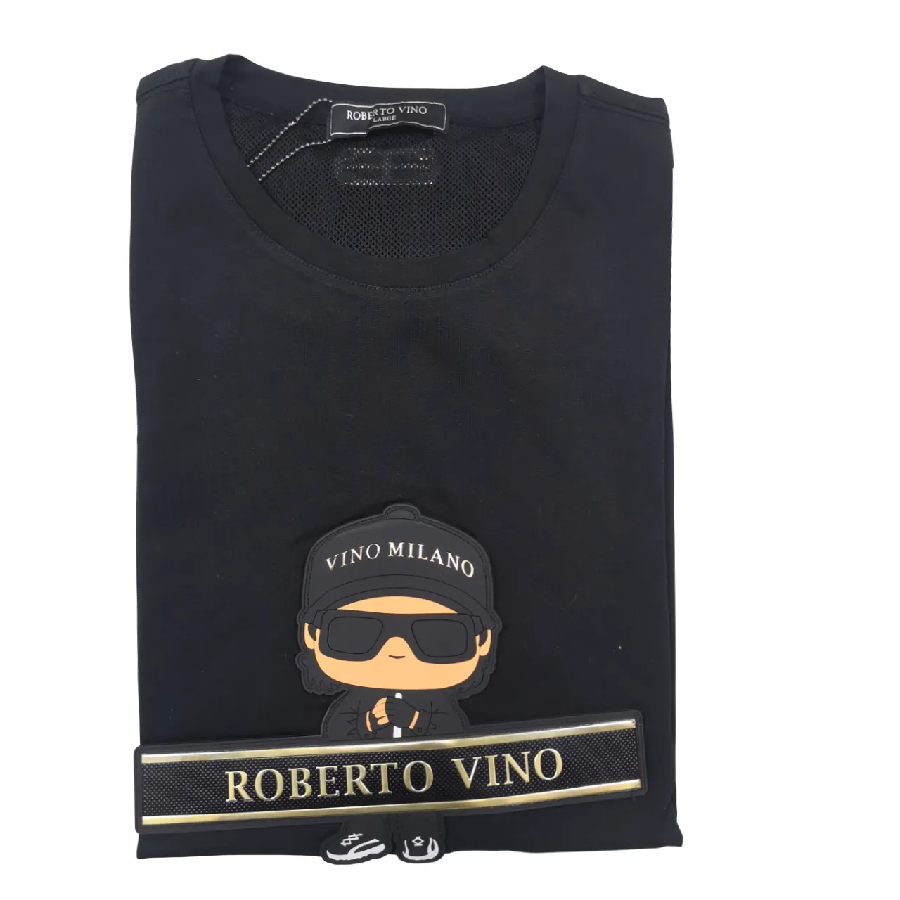 Roberto Vino Milano Italy Black Gold T Shirt