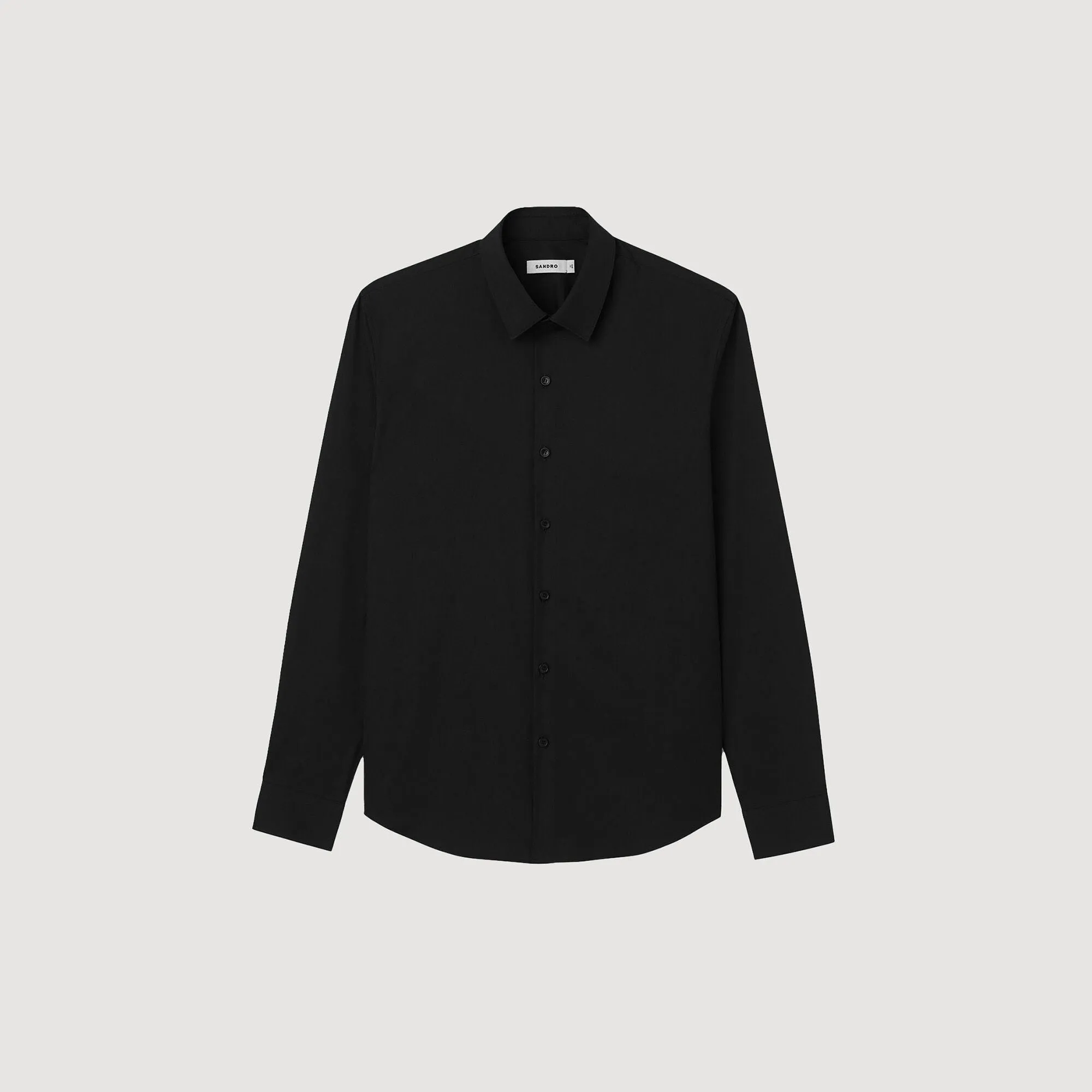 Seamless Stretch Fitted Stretch Cotton Shirt Black