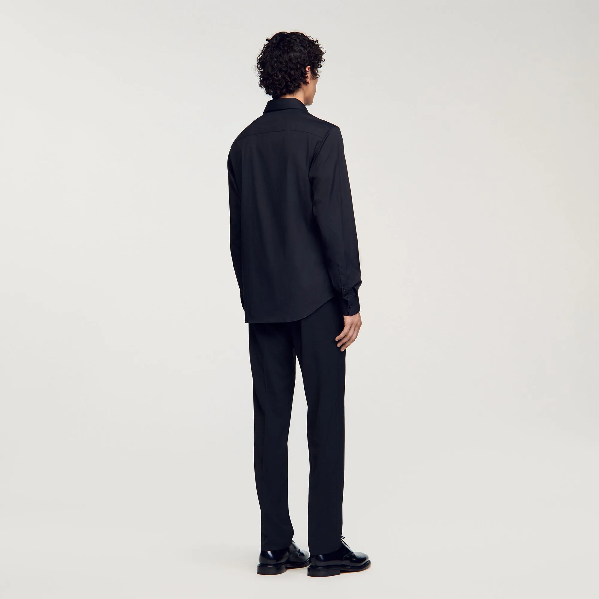 Seamless Stretch Fitted Stretch Cotton Shirt Black