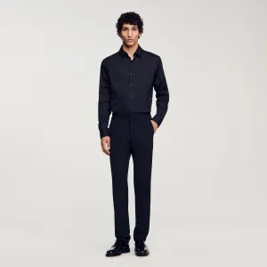 Seamless Stretch Fitted Stretch Cotton Shirt Black