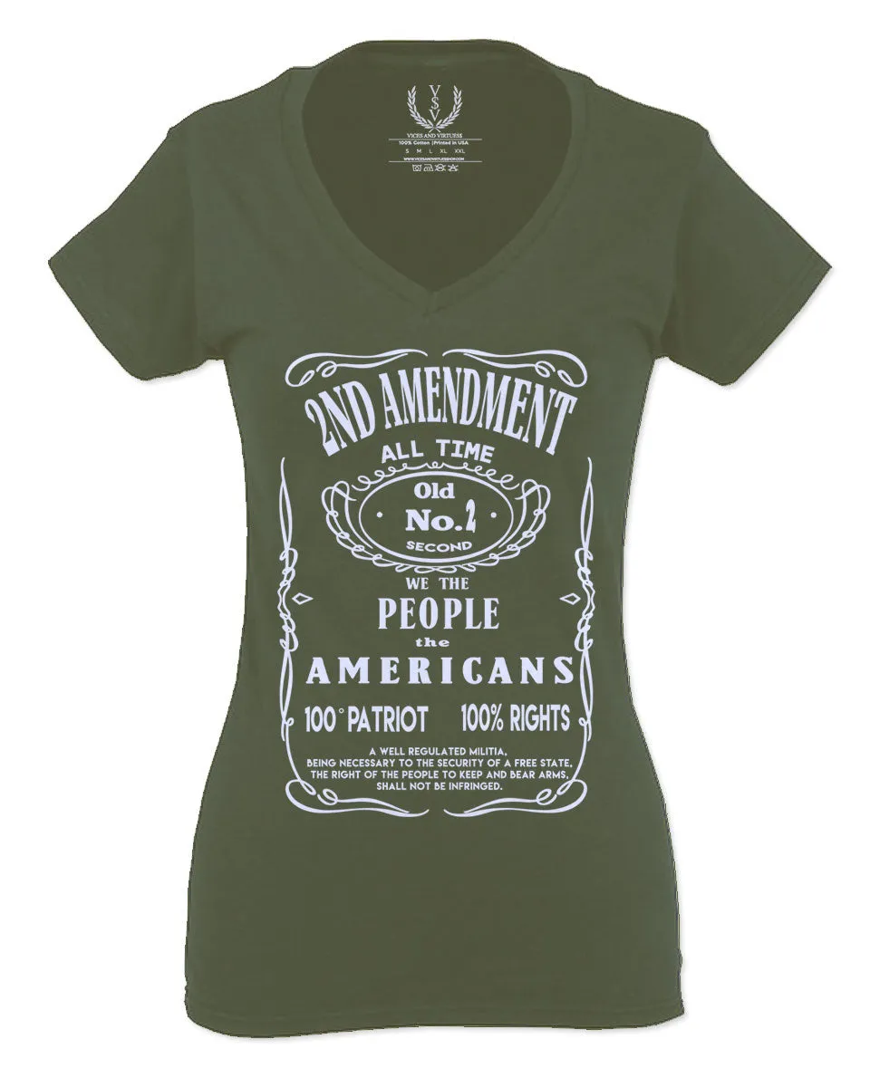 Second 2nd Amendment American Patriot Militia Guns Rights For Women V neck fitted T Shirt