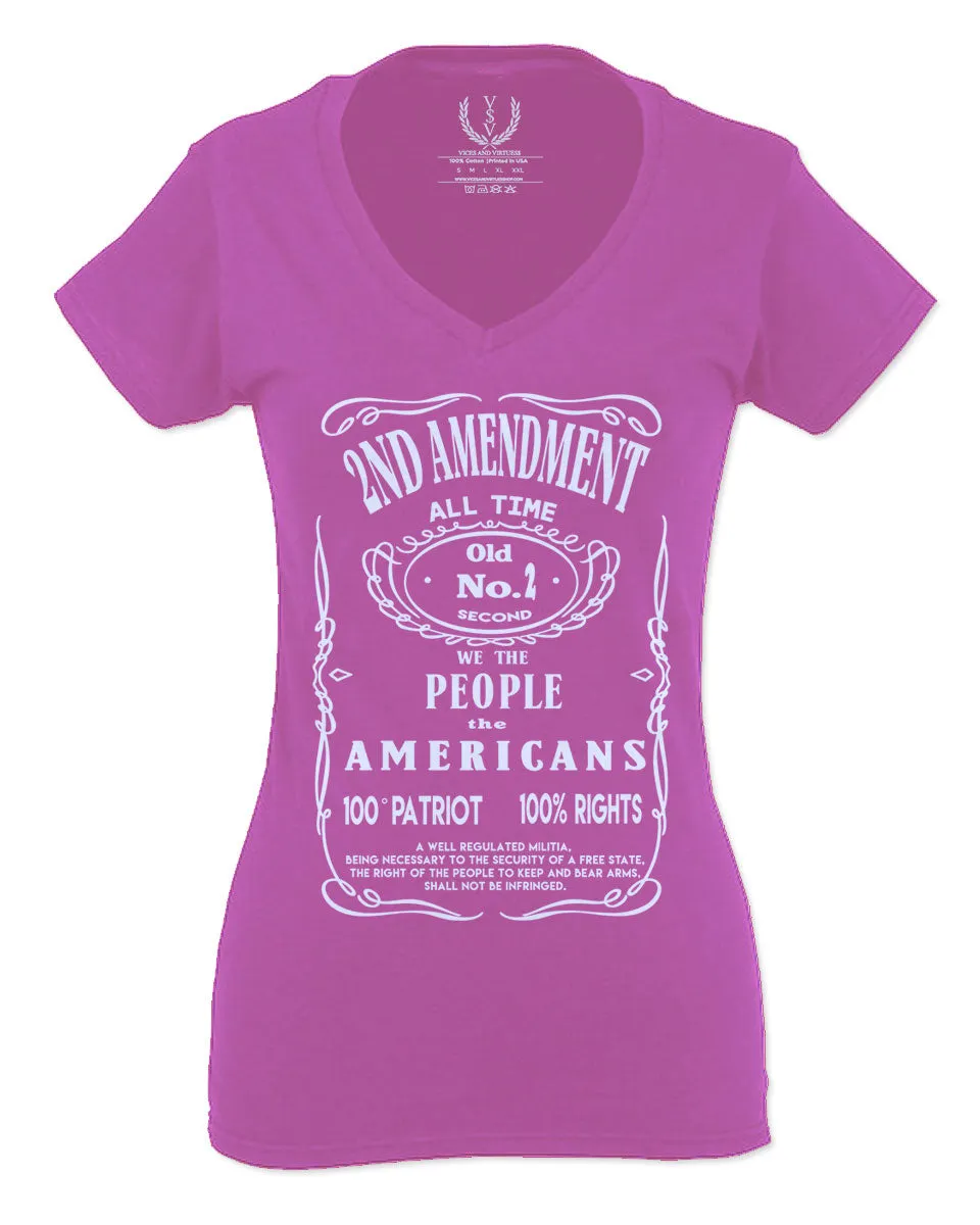 Second 2nd Amendment American Patriot Militia Guns Rights For Women V neck fitted T Shirt