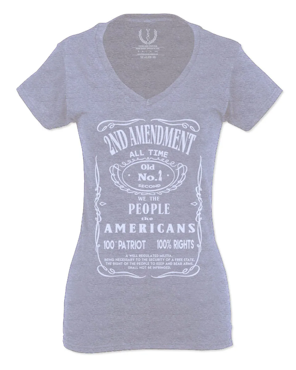 Second 2nd Amendment American Patriot Militia Guns Rights For Women V neck fitted T Shirt
