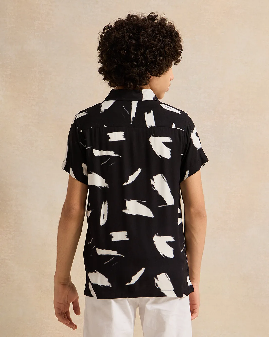 Senior Boys Black Printed Resort Shirts