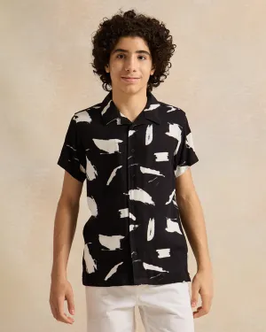 Senior Boys Black Printed Resort Shirts