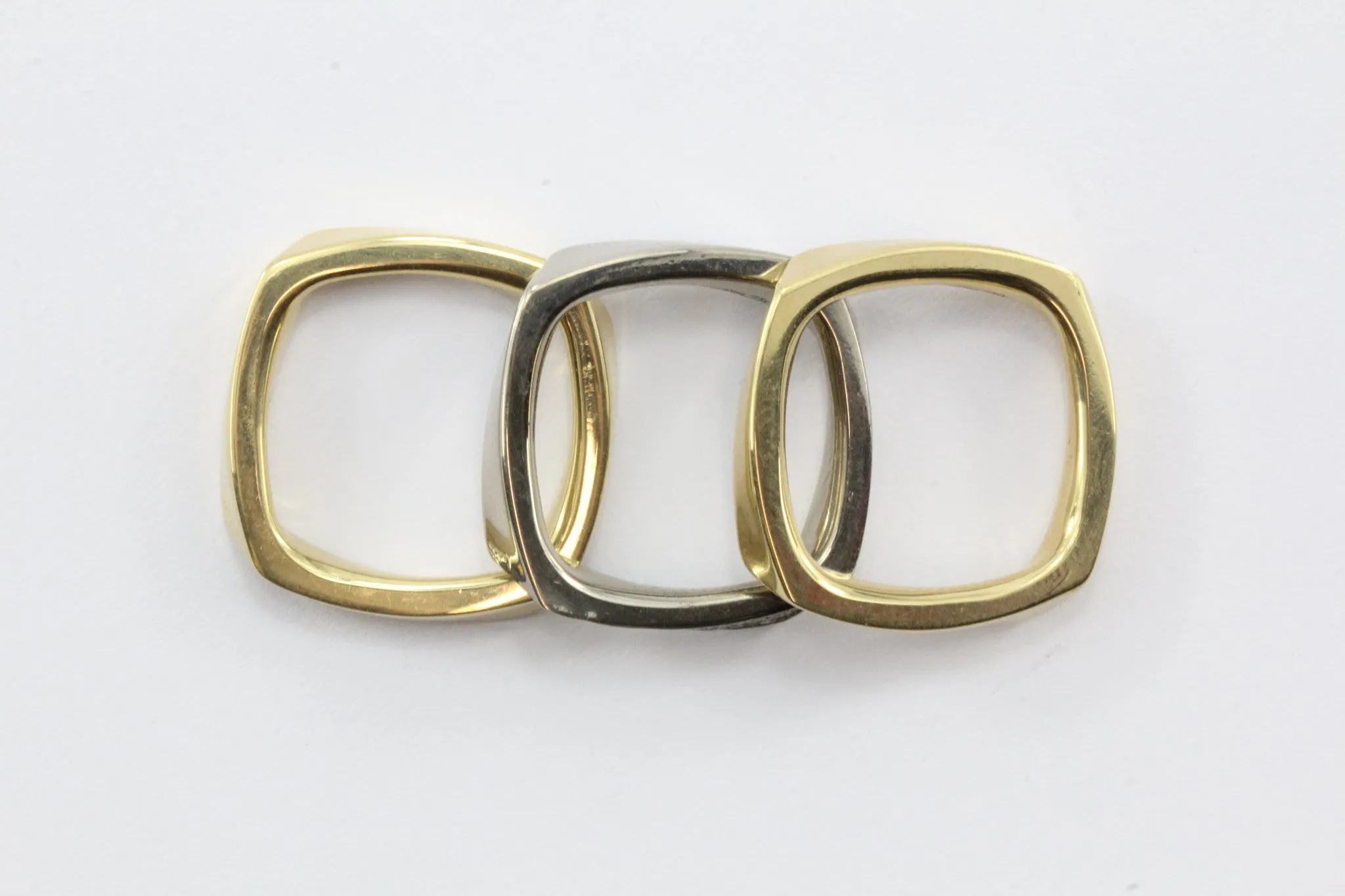 Set of 3 Tiffany & Co 750 18K White & Yellow Gold Frank Gehry Torque Ring Bands