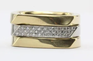 Set of 3 Tiffany & Co 750 18K White & Yellow Gold Frank Gehry Torque Ring Bands