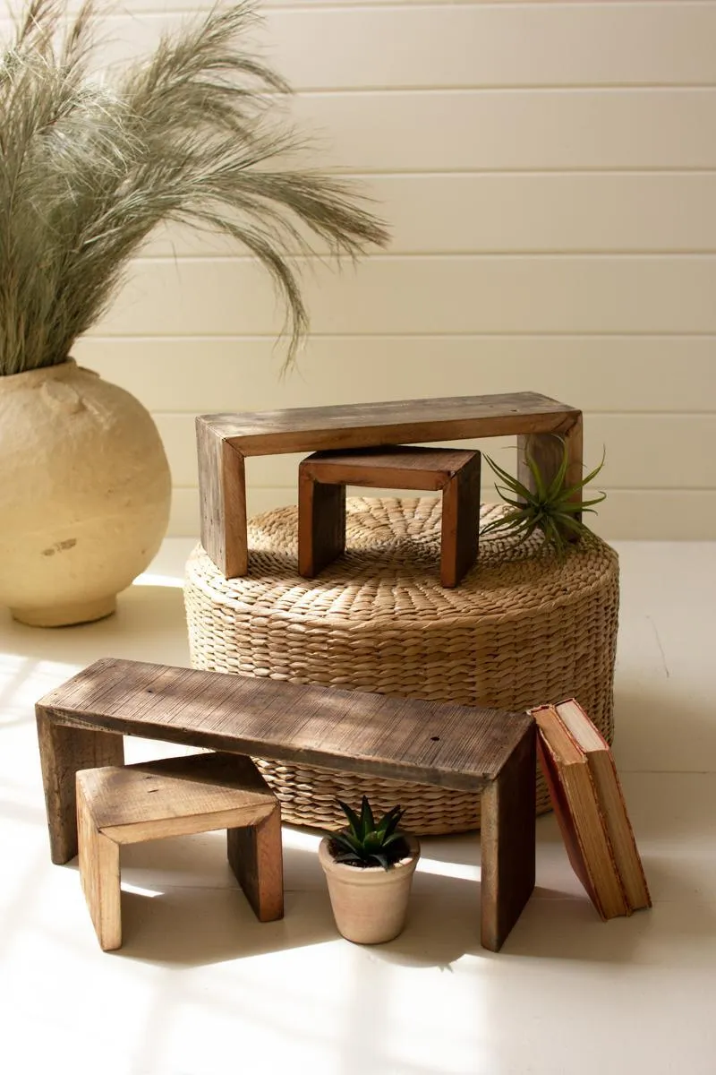 Set of 4 Recycled Wood Nesting Rectangle Risers