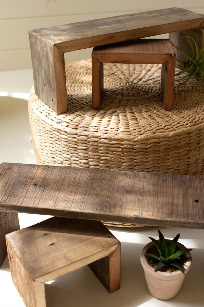 Set of 4 Recycled Wood Nesting Rectangle Risers