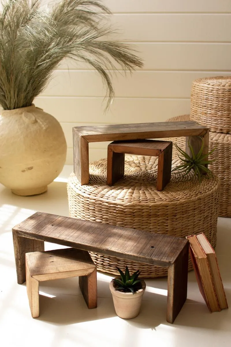 Set of 4 Recycled Wood Nesting Rectangle Risers