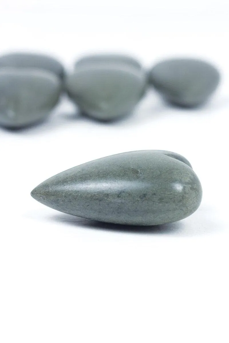 Set of 6 Dark Grey Hand-Carved Stone Hearts (Pack of 2)