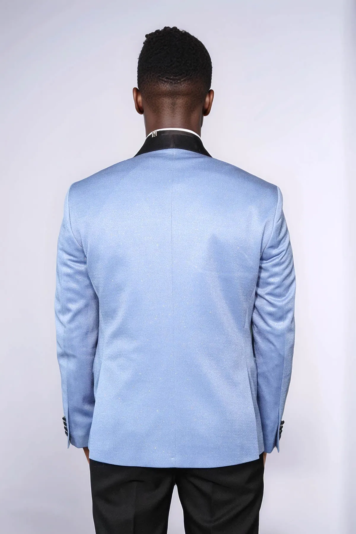 Shawl Lapel Sky Blue Men Prom Blazer - Wessi