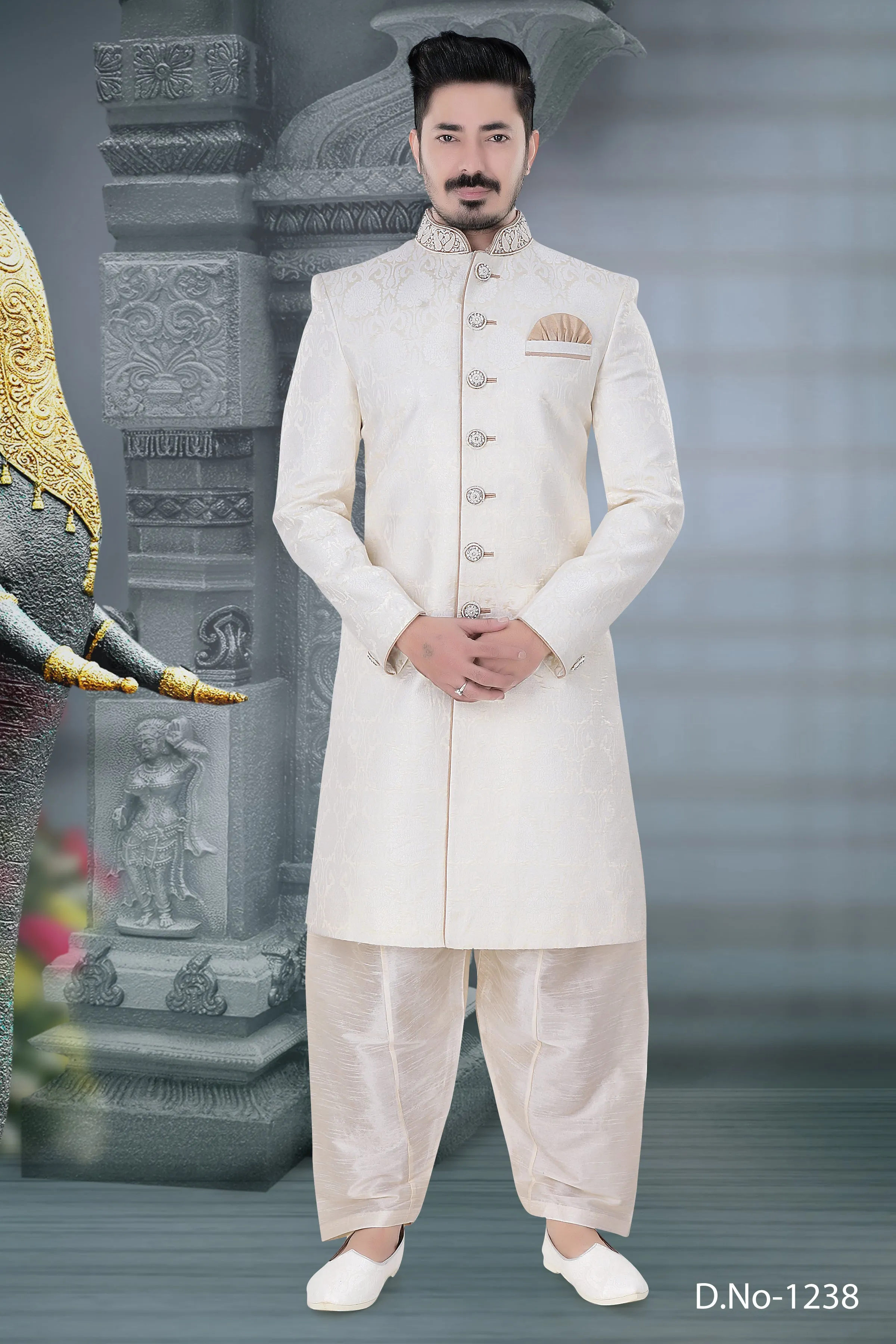 Sherwani (Custom Tailored) - (D.No.-1238)