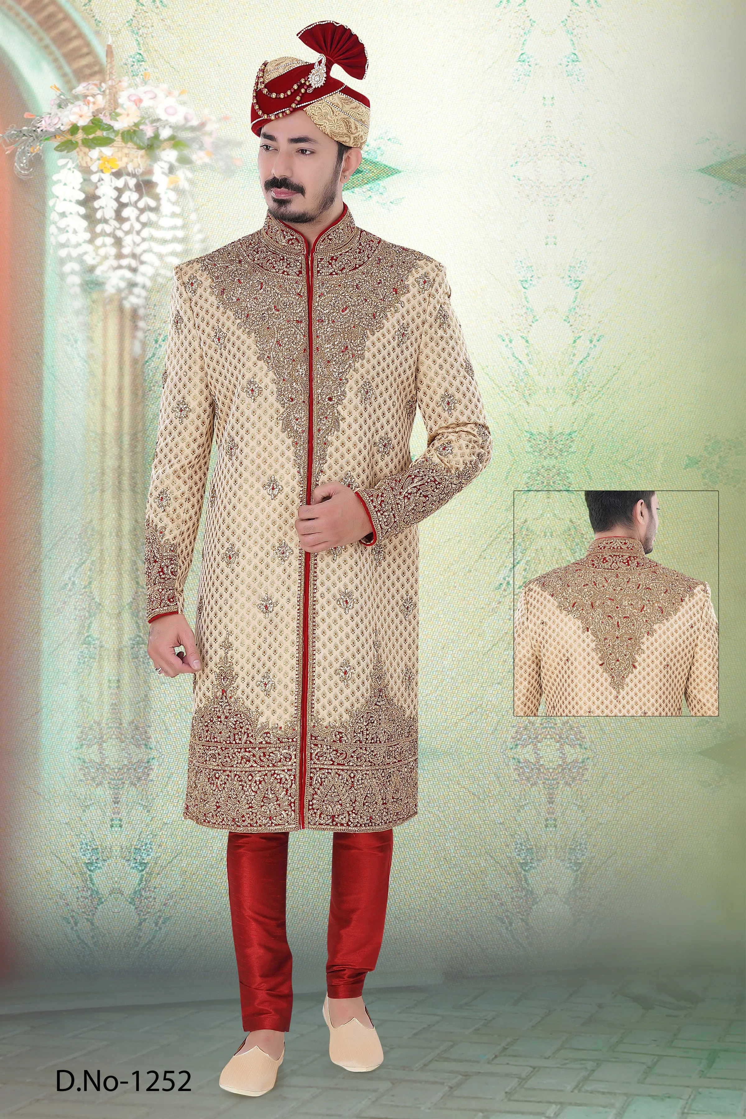 Sherwani (Custom Tailored) - (D.No.-1252)
