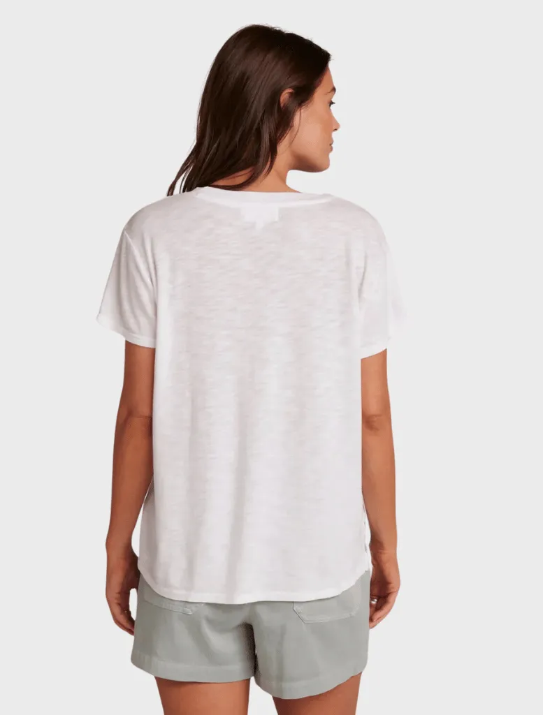 Side Slit V-Neck Tee - White