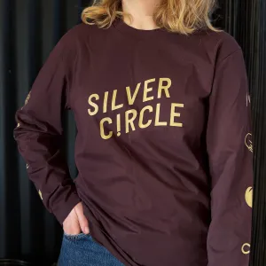 Silver Circle Icon - Long sleeve T-shirt (Red Brown)