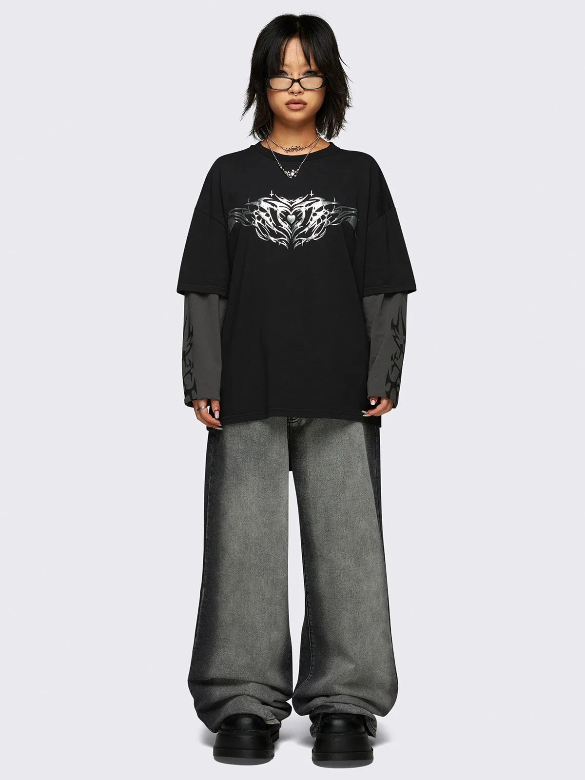Silver Heart Layered T-Shirt