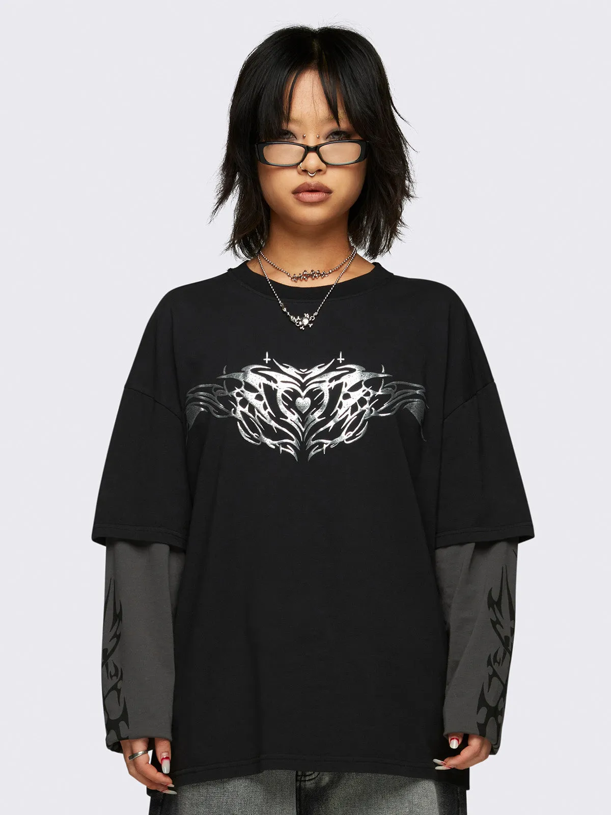 Silver Heart Layered T-Shirt