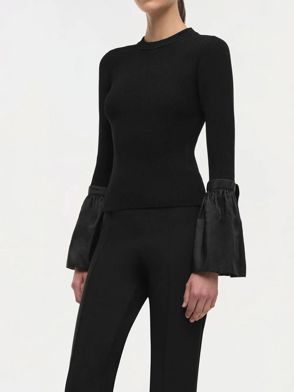 Simkhai Agata Long Sleeve Top in Black