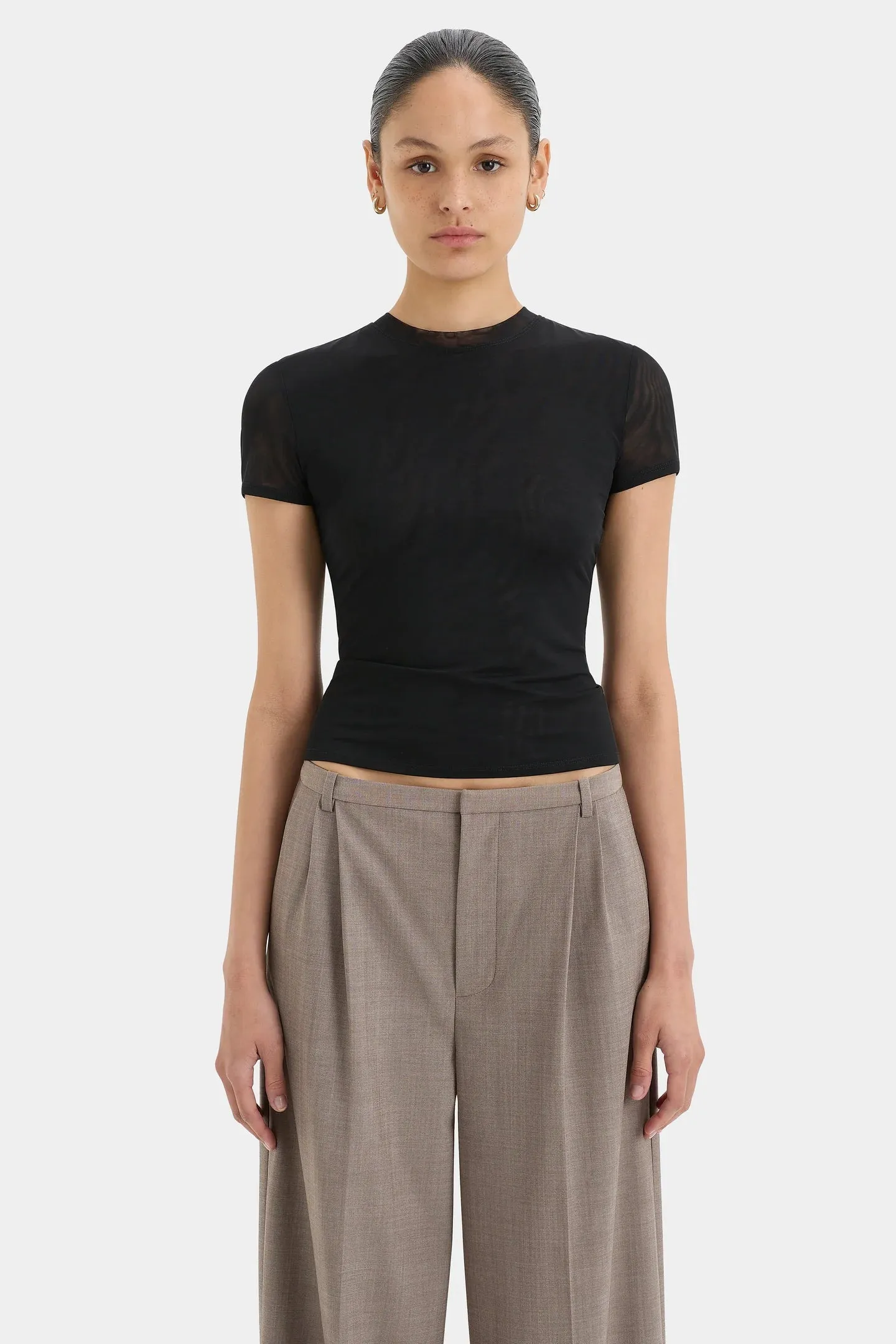 SIR. Jacques Mesh Fitted Tee - Black