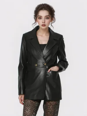Sleek Modern Leather Blazer for Women