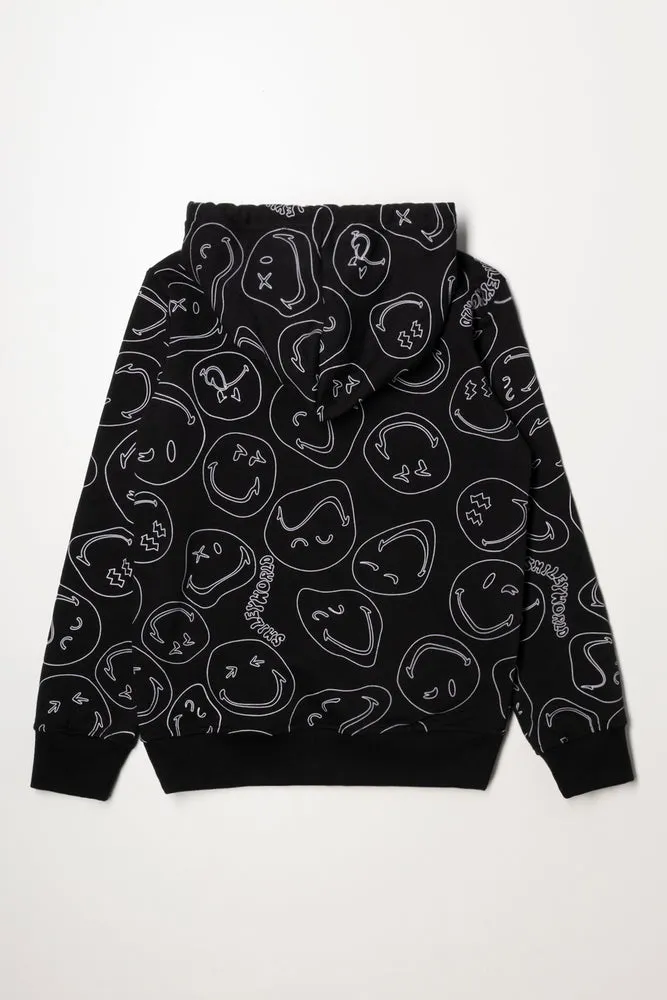 Smiley Hoodie Black
