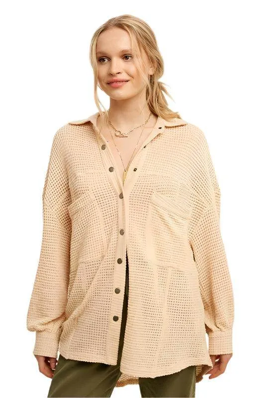 Soft Thermal Knit Shacket Top