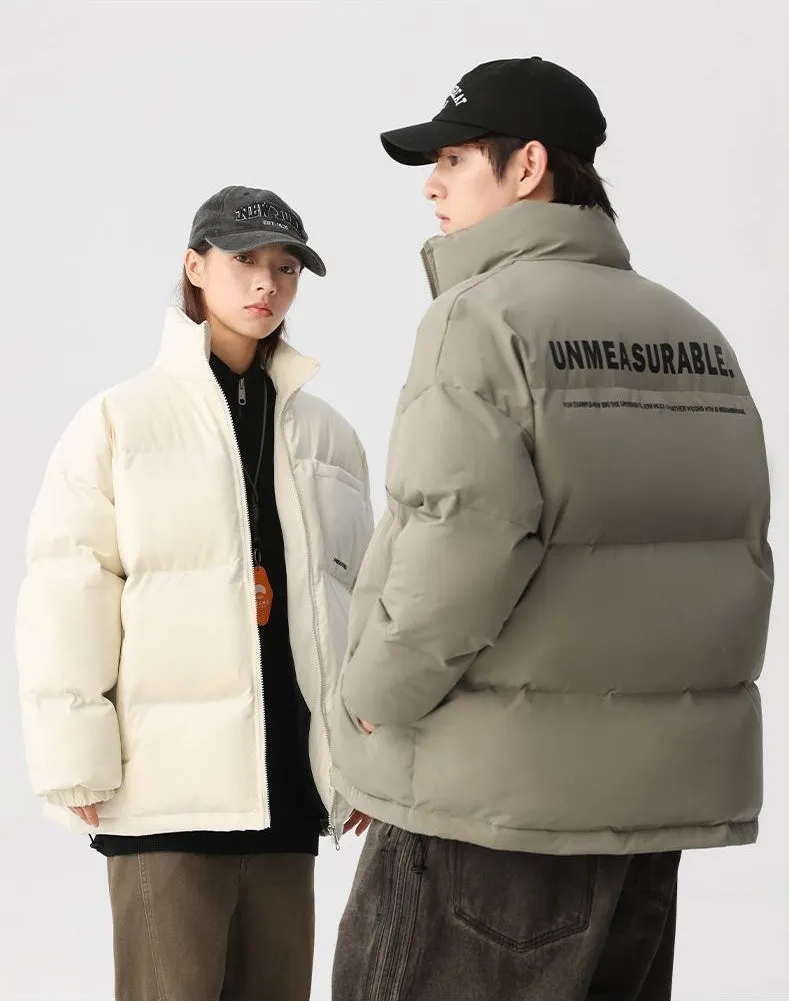 Solid and Stylish Relaxed-Fit Puffer Jacket with Stand-Up Collar